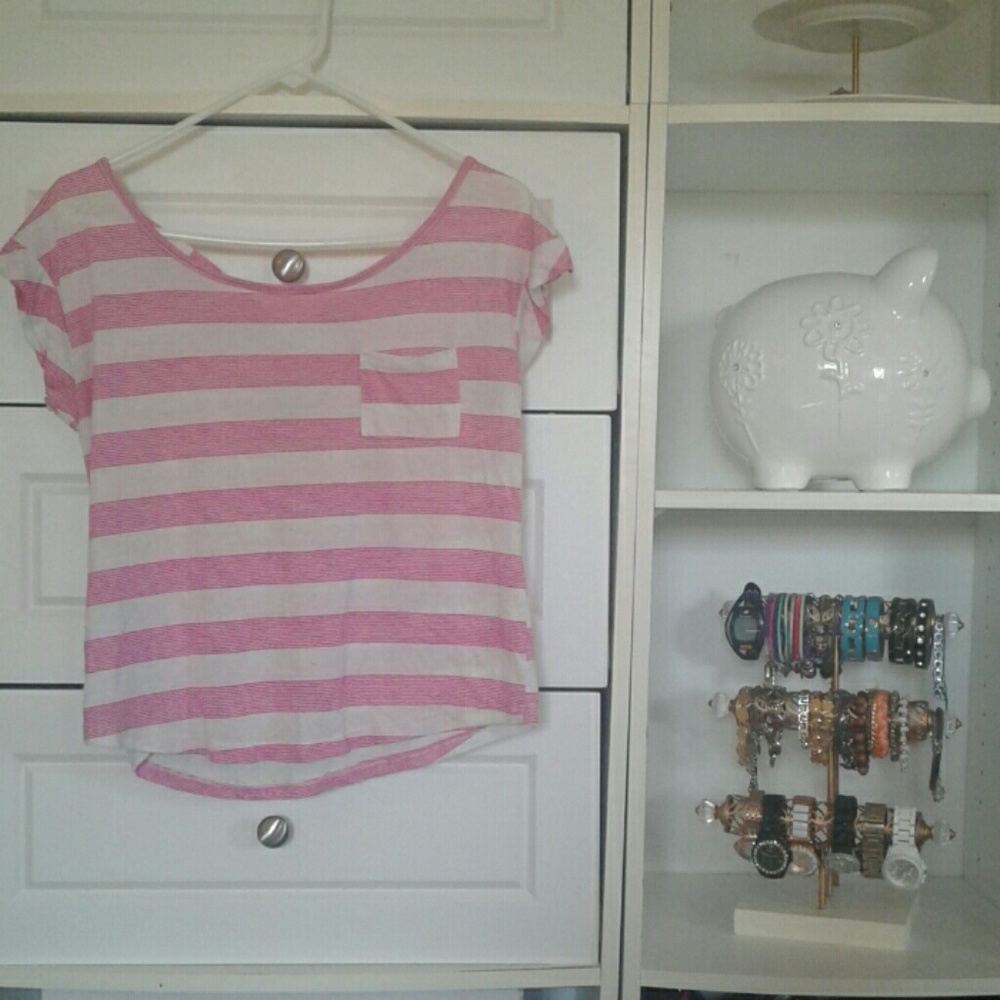 Pink thin striped top